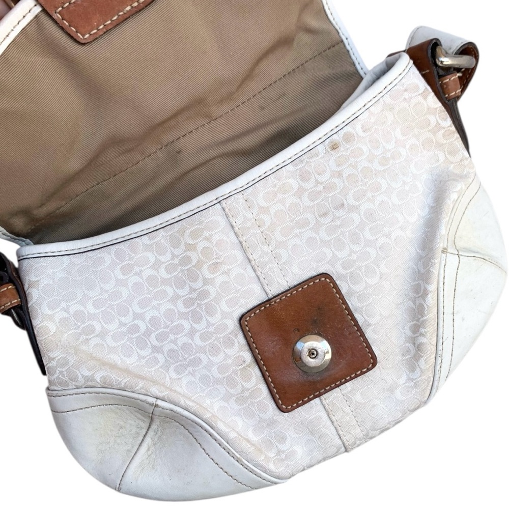 🌵Y2K Vintage Coach Soho Flap White/Tan Handbag Purse - Picture 9 of 12